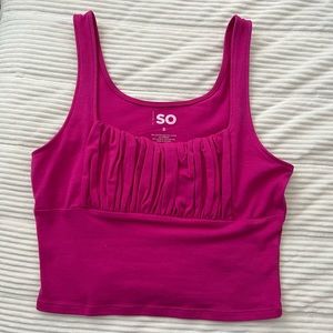 Pink Square Neck Cropped Tank Top